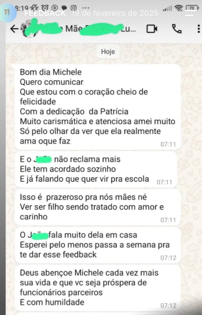 Depoimento de mãe sobre crise controlada